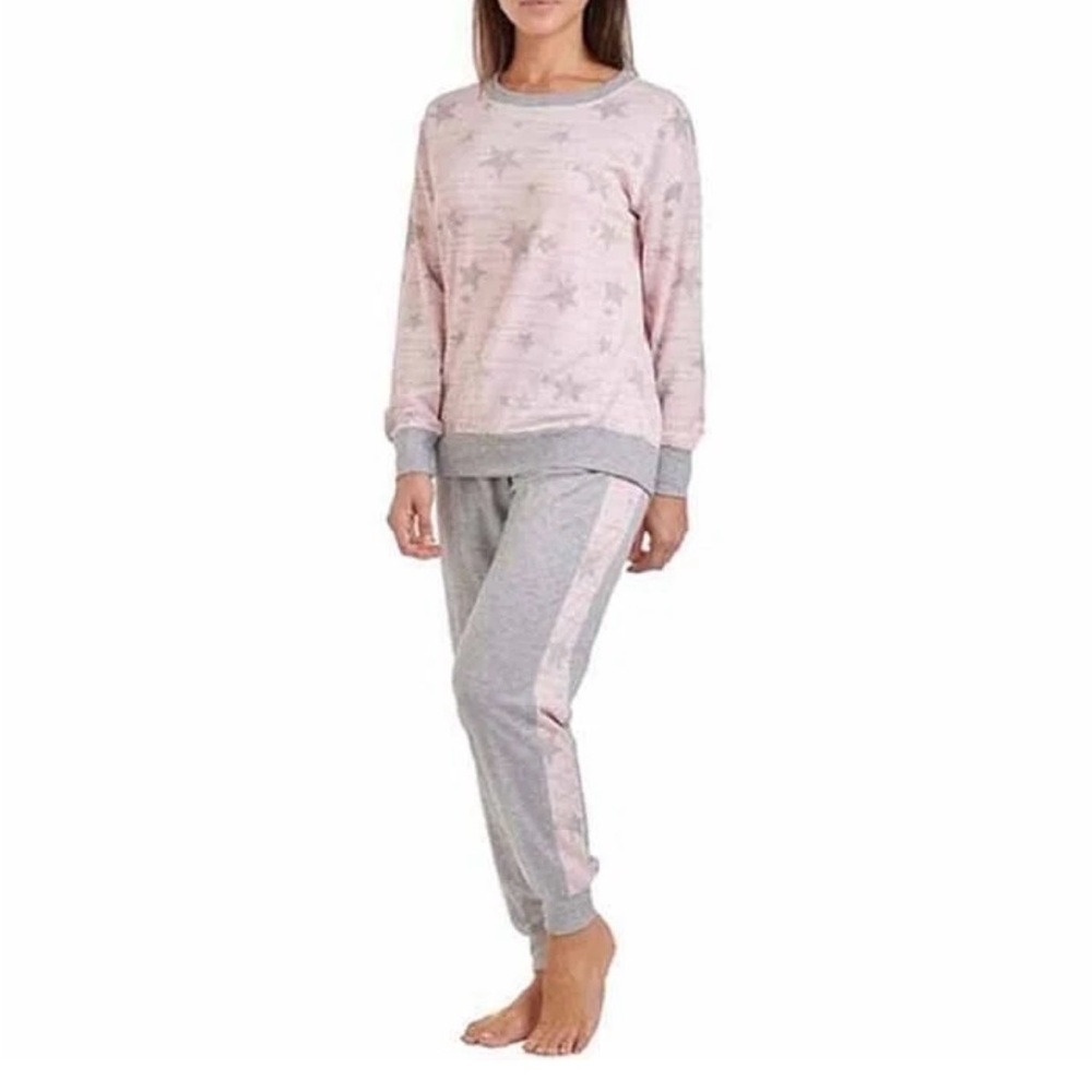 Splendid Women's Medium 2 Piece Lounge Set Jogger Crew Neck Long Sleeve -  Stars